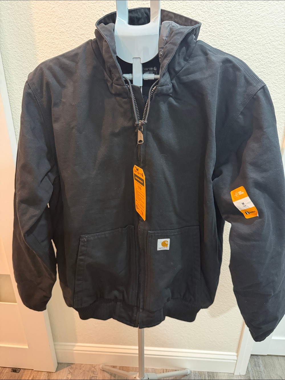 Carhartt Kids Black Hooded Work-Style Puffer Jacket